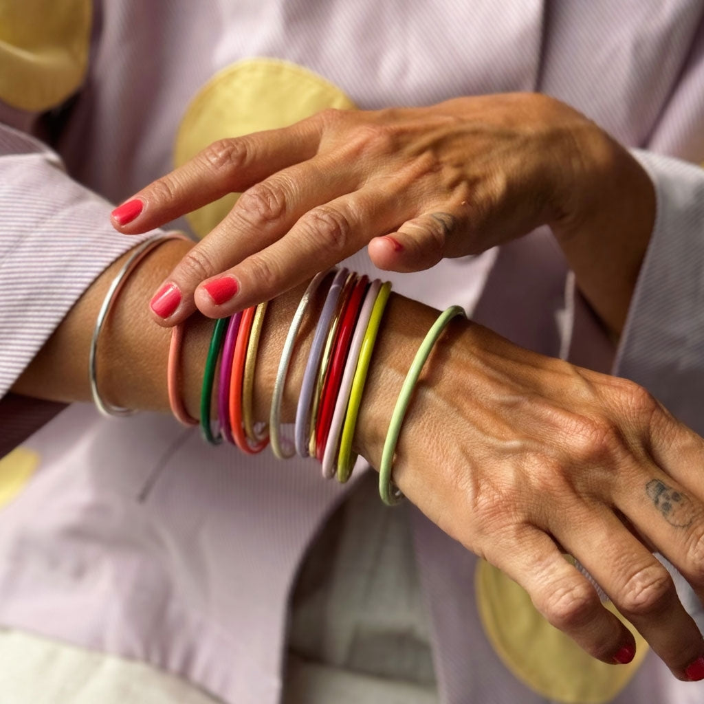 LULU Copenhagen Color Bangle Bracelets Silk Light Green