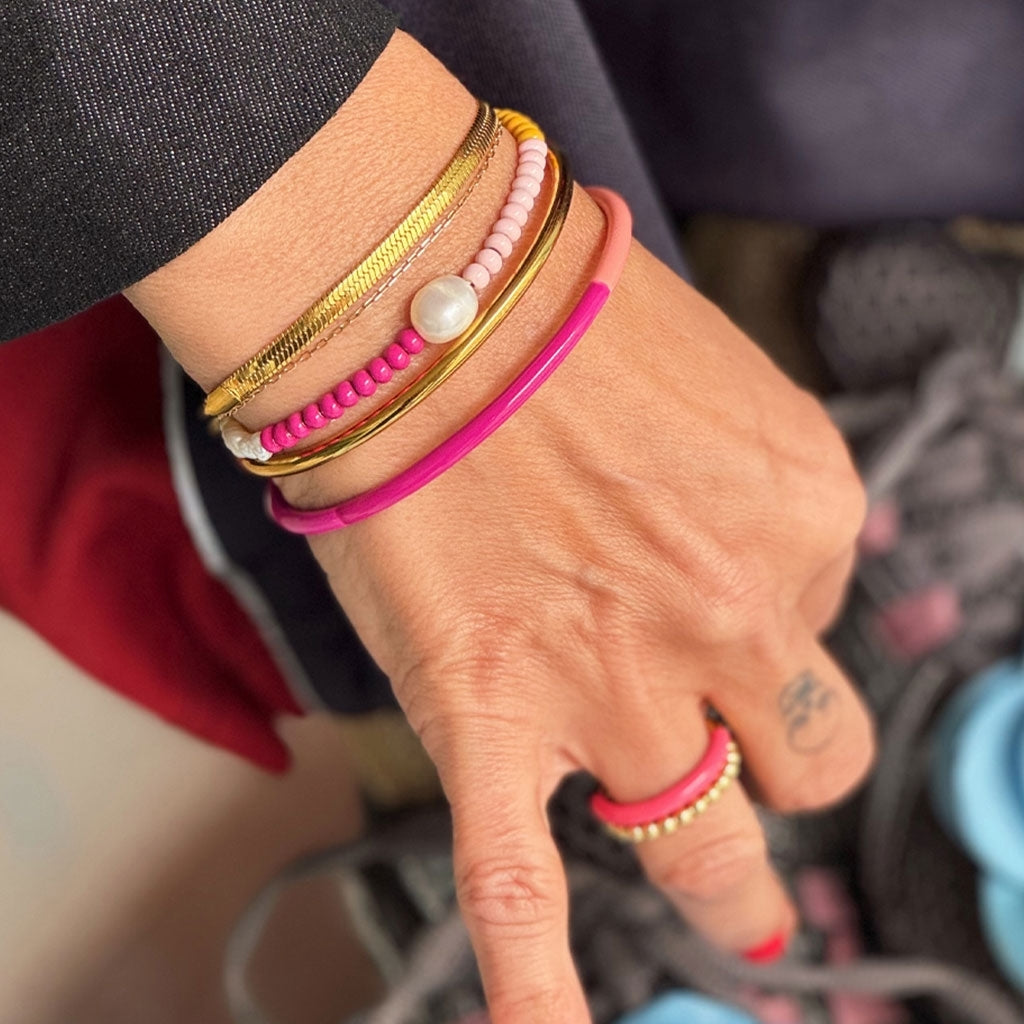 LULU Copenhagen Color Bangle Quatro Bracelets Pink Sunset