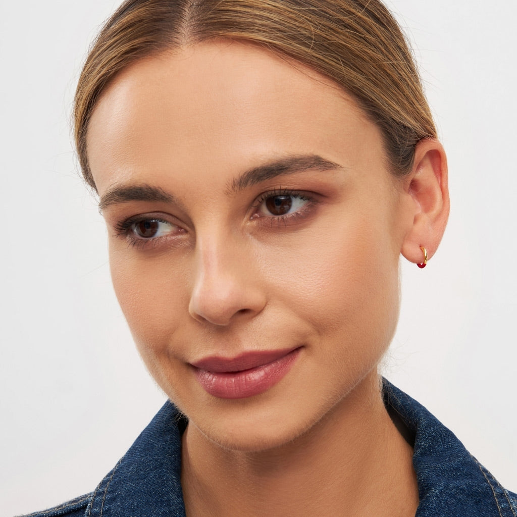 LULU Copenhagen Color Hoop Half Dip 1 stück vergoldet Hoops Passion Red