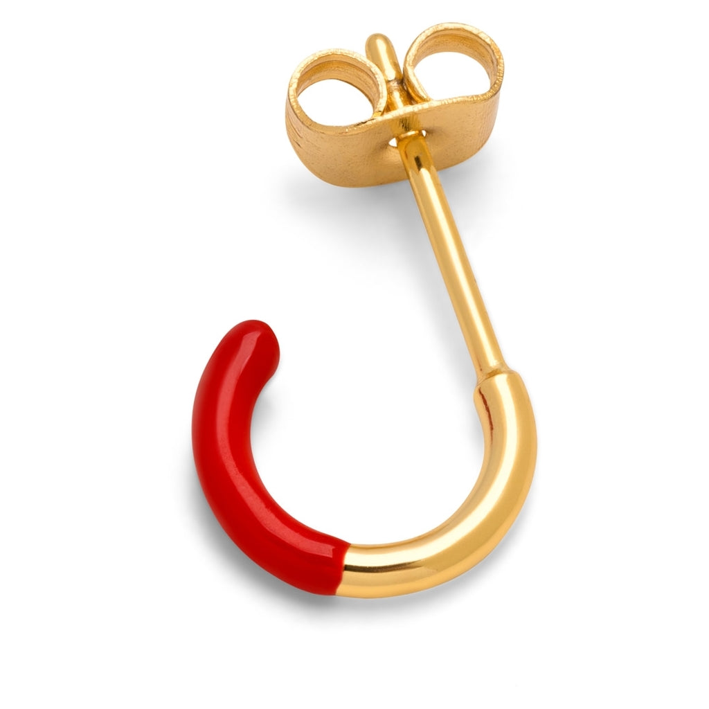LULU Copenhagen Color Hoop Half Dip 1 stück vergoldet Hoops Passion Red