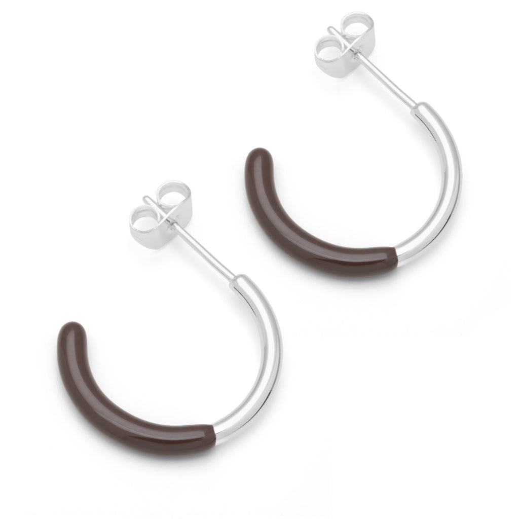 LULU Copenhagen Color Hoop half Dip Medium paar - Versilbert Hoops Cocoa Powder