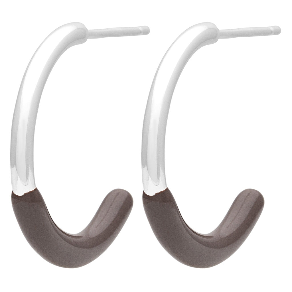 LULU Copenhagen Color Hoop half Dip Medium paar - Versilbert Hoops Cocoa Powder