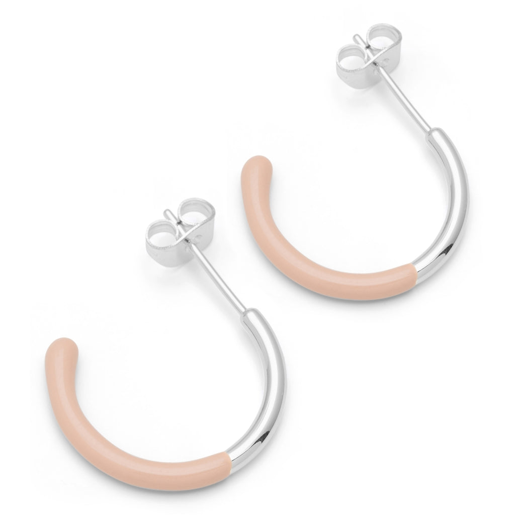 LULU Copenhagen Color Hoop half Dip Medium paar - Versilbert Hoops Dusty Peach