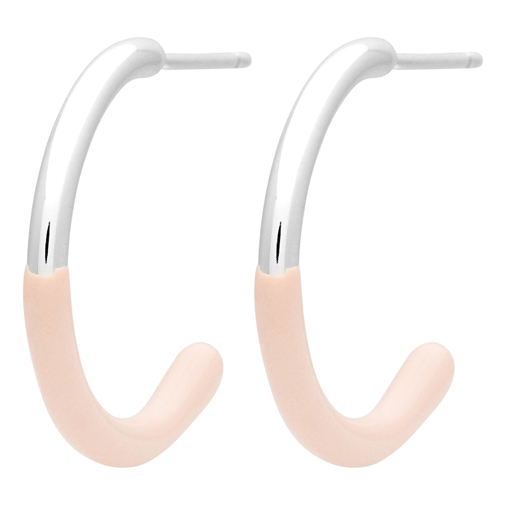 LULU Copenhagen Color Hoop half Dip Medium paar - Versilbert Hoops Dusty Peach