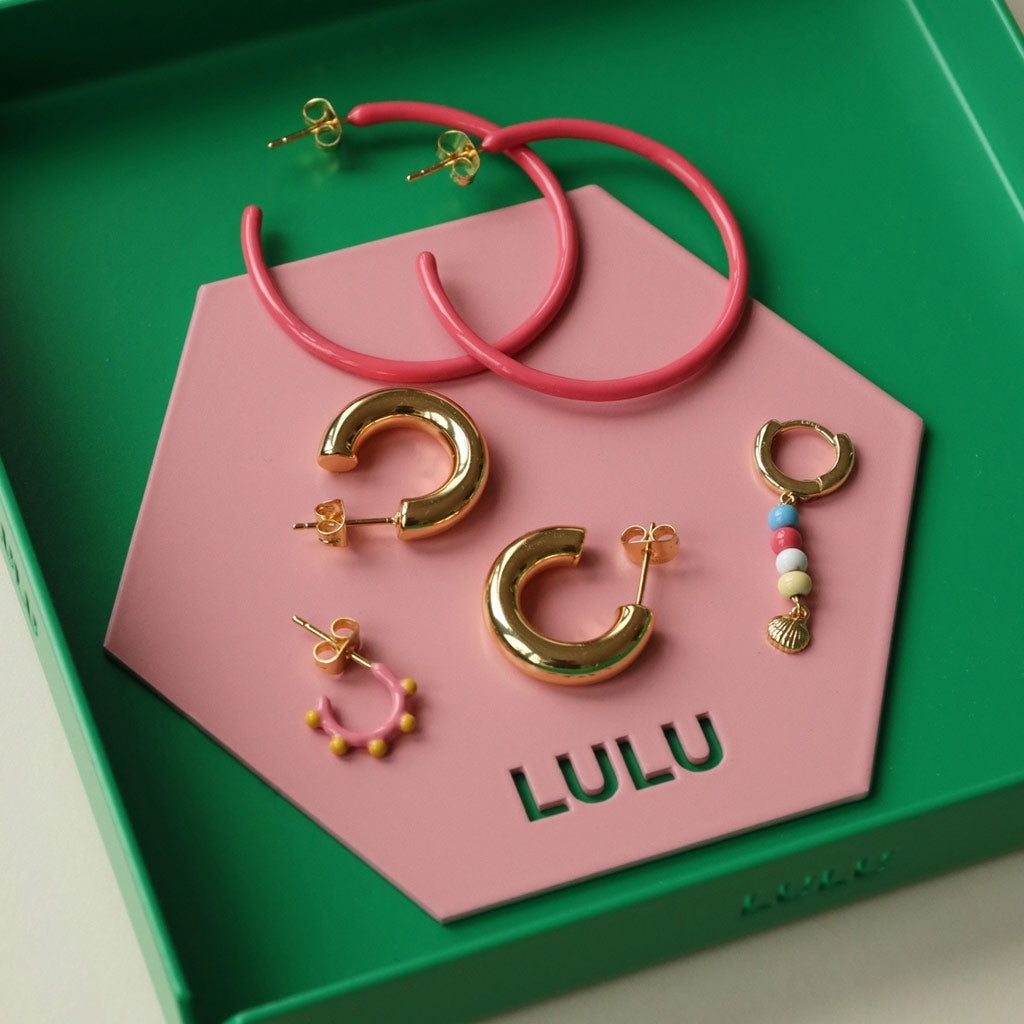 LULU Copenhagen Color Hoops Large paar Hoops Korallenpink