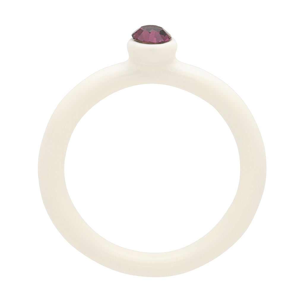 LULU Copenhagen Color Ring Crystal Rings Coconut Milk