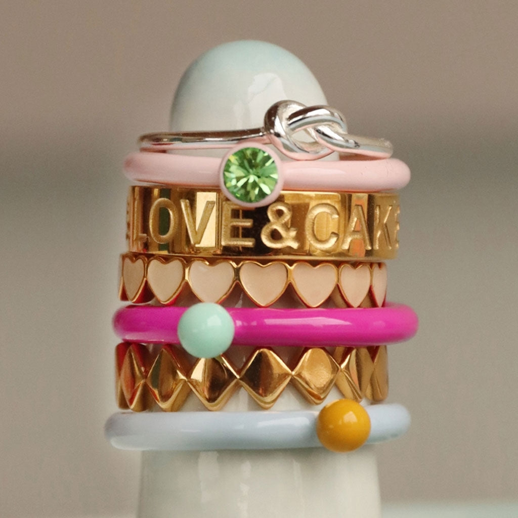 LULU Copenhagen Color Ring Crystal Rings Silk Light Pink