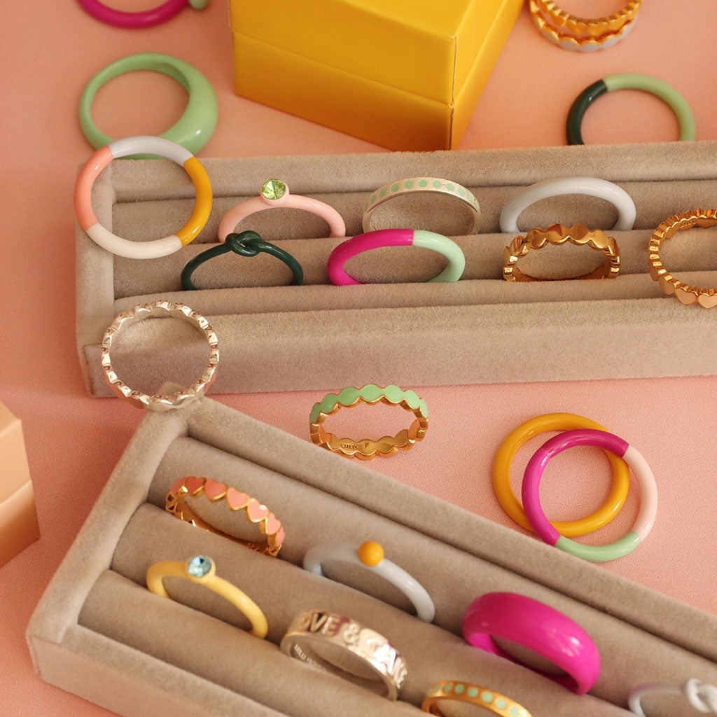 LULU Copenhagen Color Ring Crystal Rings Silk Light Pink