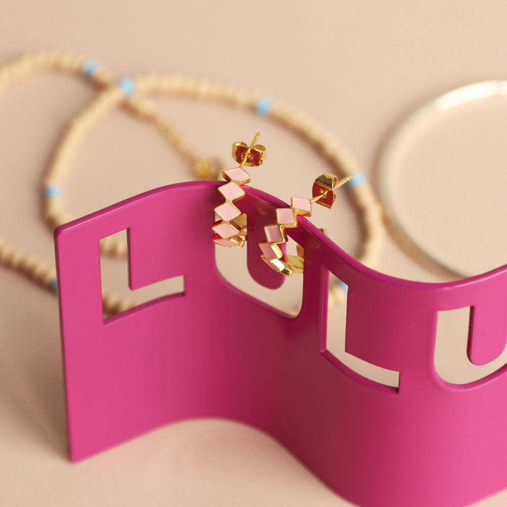 LULU Copenhagen Confetti Creolen Paar vergoldetes Hoops Hellrosa