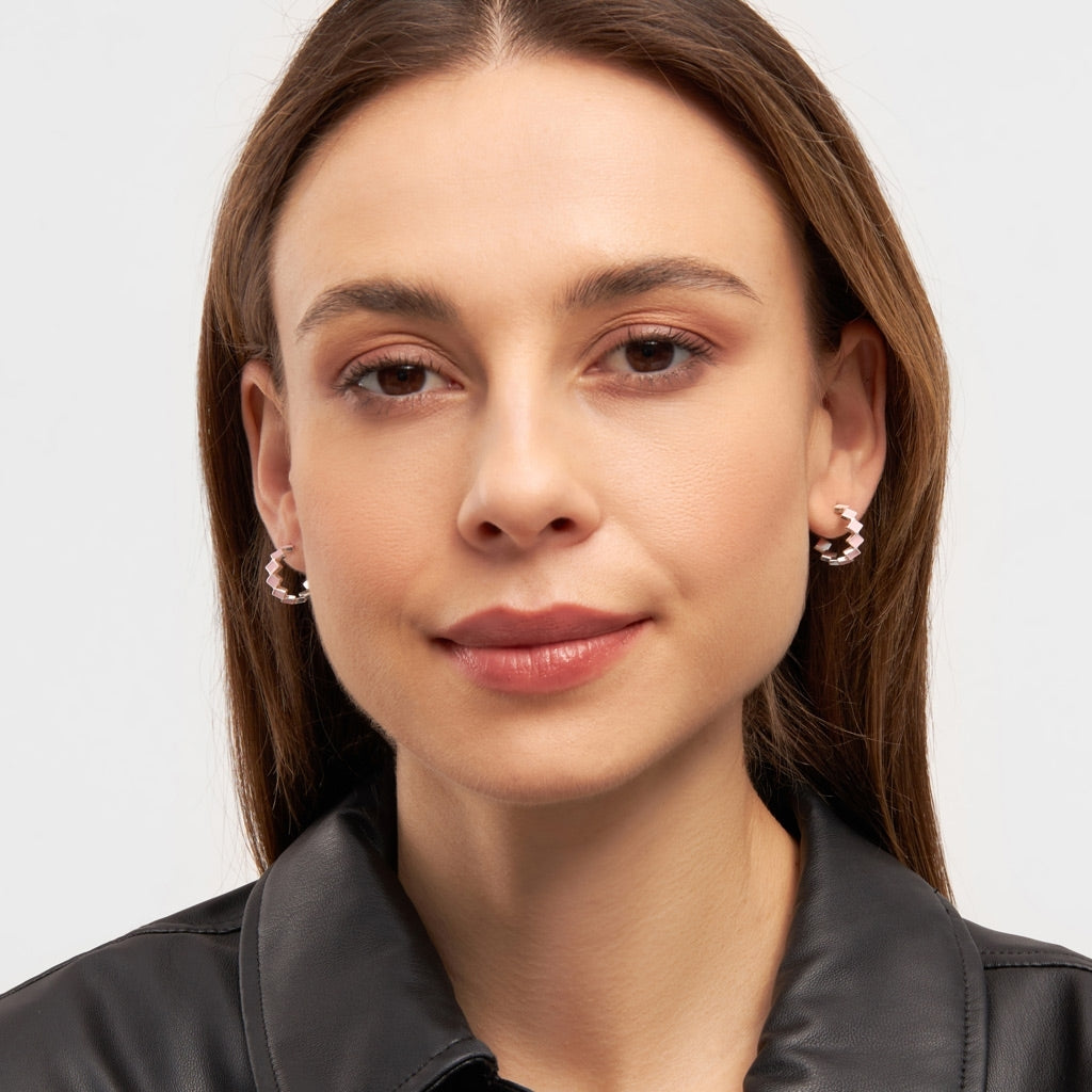 LULU Copenhagen Confetti Creolen Paar versilbert Hoops Hellrosa
