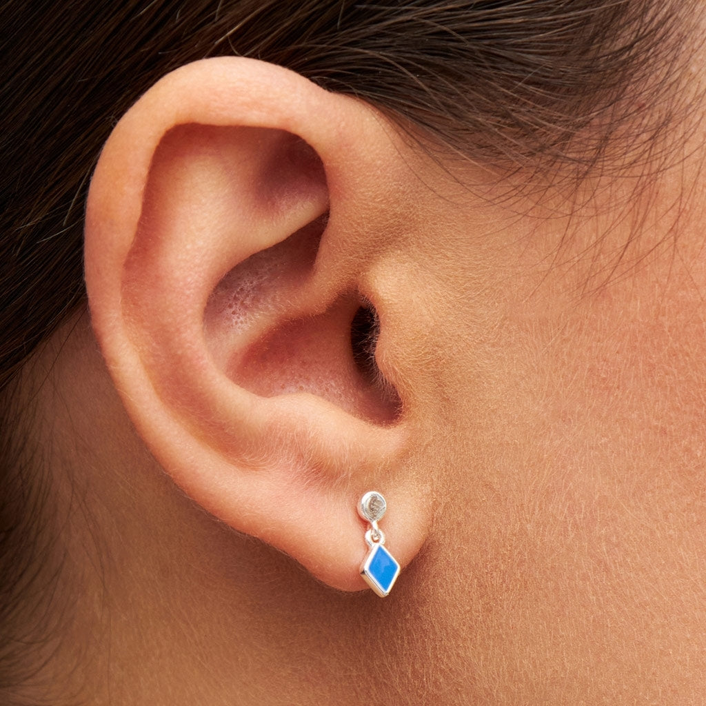 LULU Copenhagen Confetti Dangling Ohrring 1 stück versilbert Ear stud, 1 pcs Blue