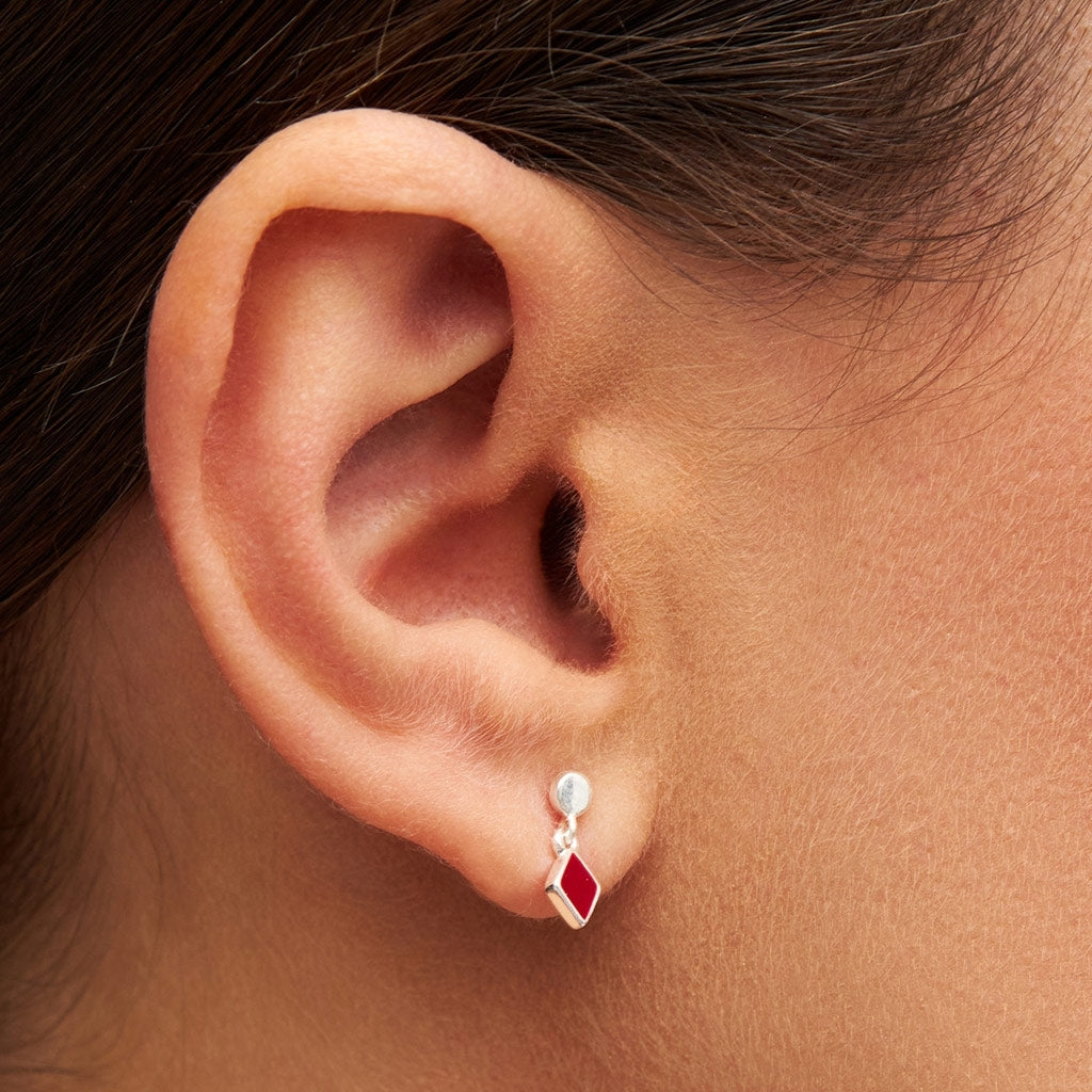 LULU Copenhagen Confetti Dangling Ohrring 1 stück versilbert Ear stud, 1 pcs Passion Red