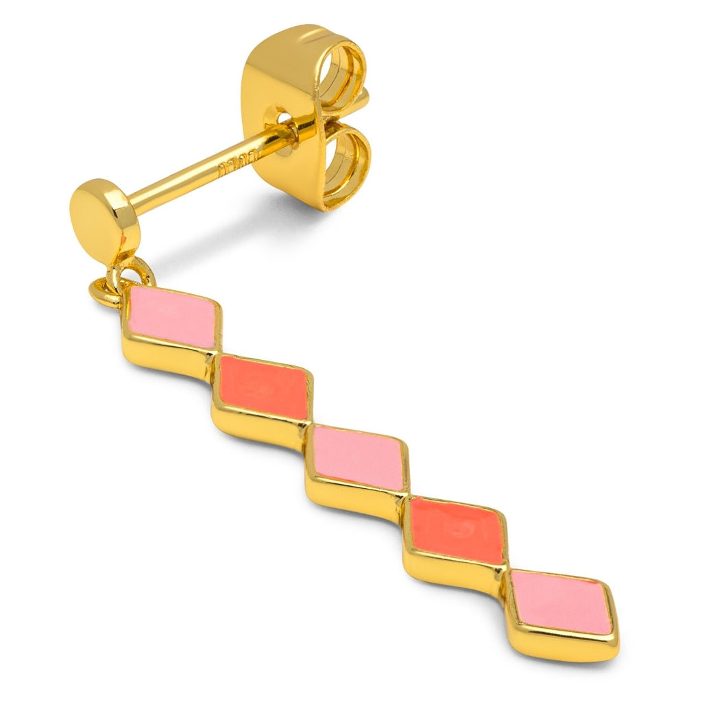 LULU Copenhagen Confetti Long Ohrring 1 stück vergoldet Ear stud, 1 pcs Orange Coral - Light Pink