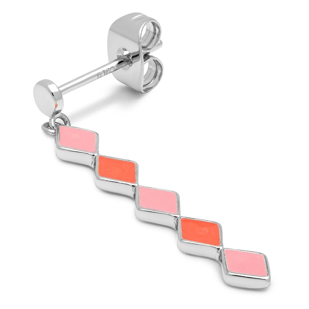 LULU Copenhagen Confetti Long Ohrring 1 stück versilbert Ear stud, 1 pcs Orange Coral - Light Pink