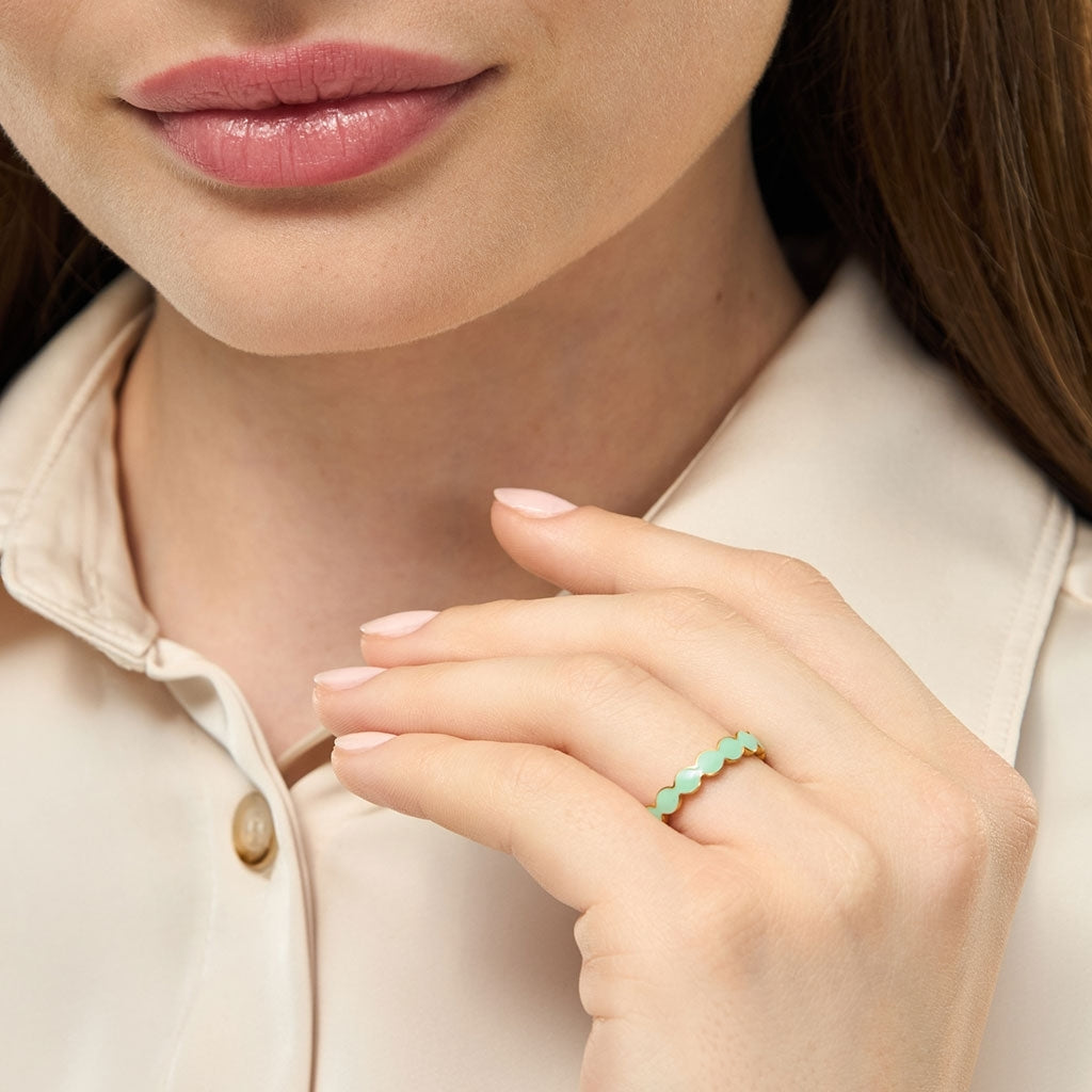 LULU Copenhagen Connected Circles Ring Rings Seasalt Green