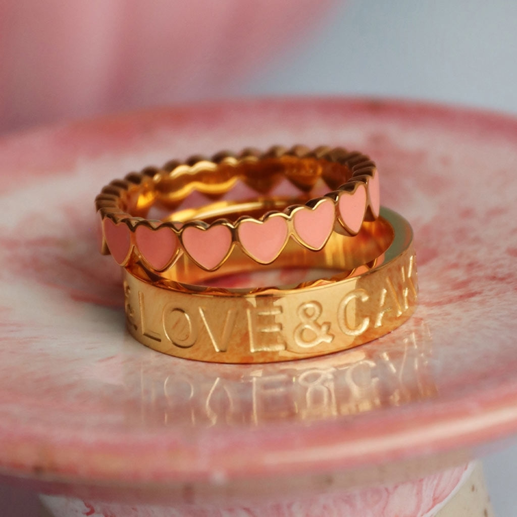 LULU Copenhagen Connected Hearts Ring Rings Burnt Coral