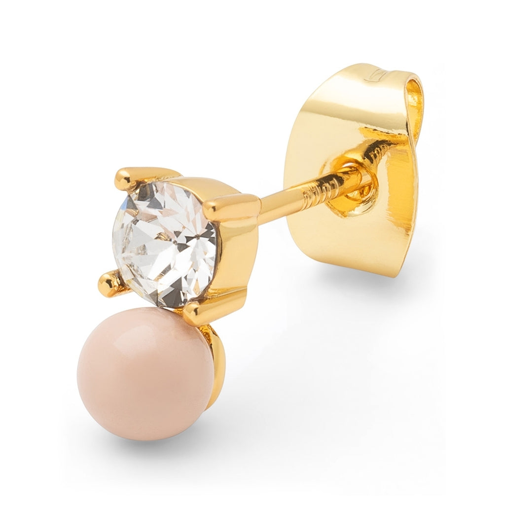 LULU Copenhagen Diamond Eye 1 stück Ear stud, 1 pcs Dusty Peach/Crystal