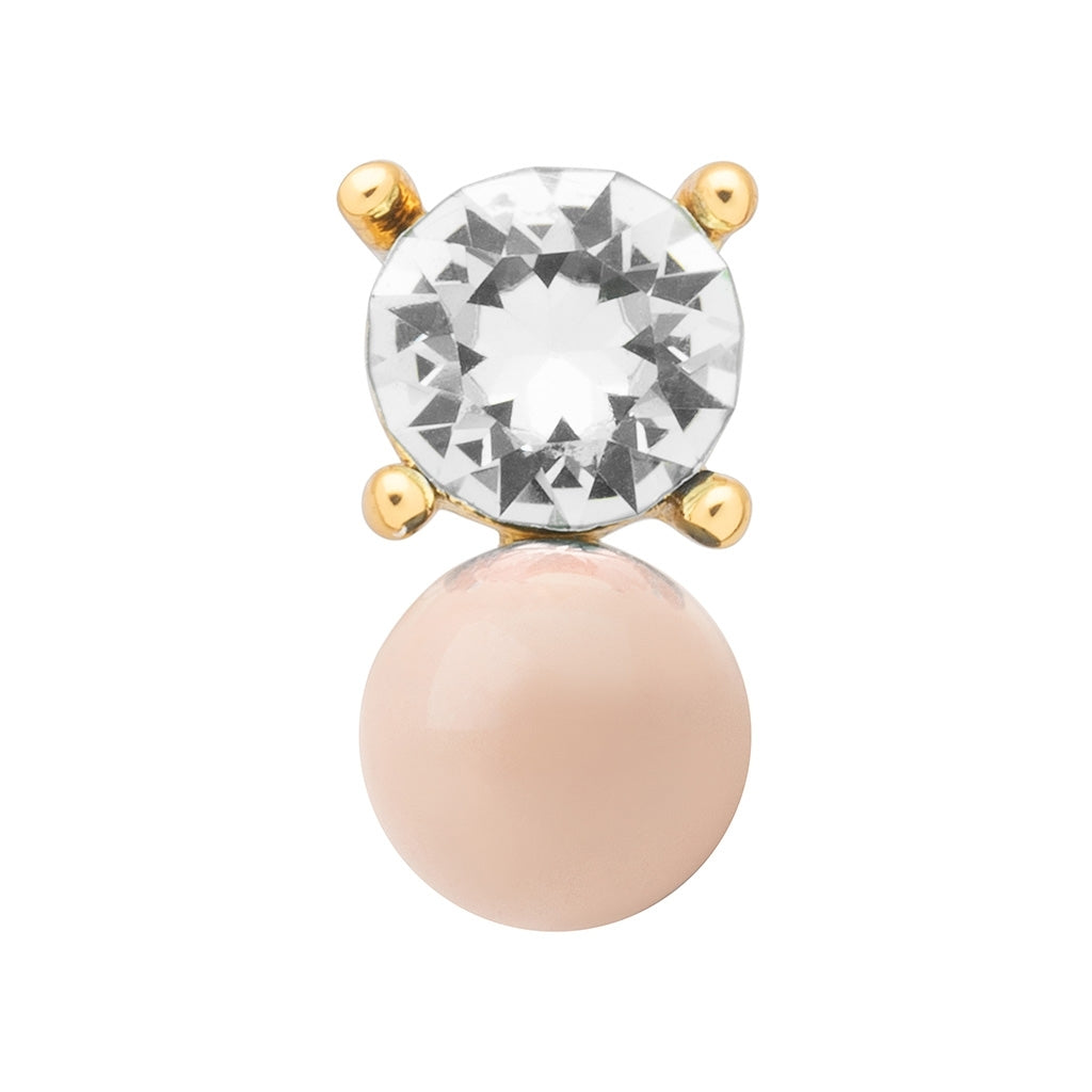 LULU Copenhagen Diamond Eye 1 stück Ear stud, 1 pcs Dusty Peach/Crystal