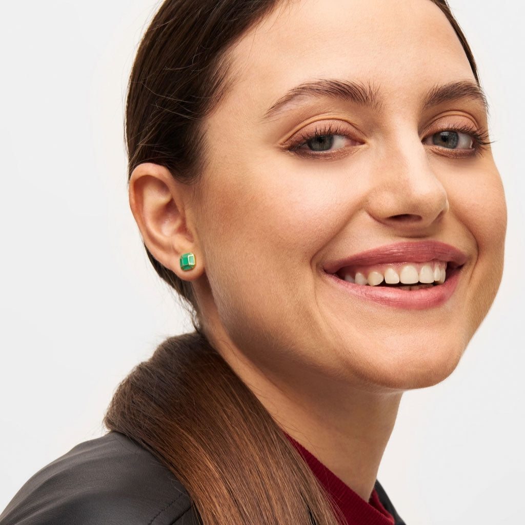 LULU Copenhagen Diamond Large Ohrring 1 stück vergoldet Ear stud, 1 pcs Hellgrün