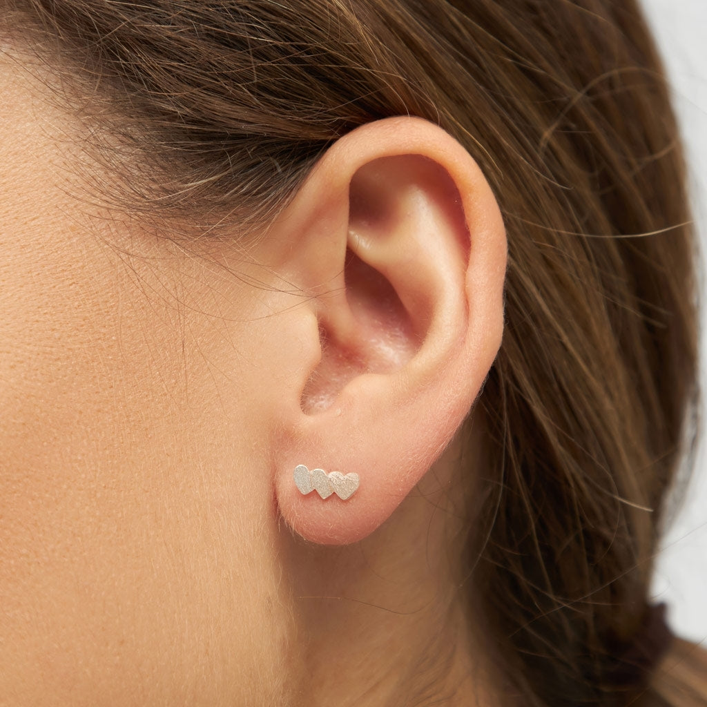 LULU Copenhagen Domino Hearts 3 Ohrring 1 stück Ear stud, 1 pcs Silber