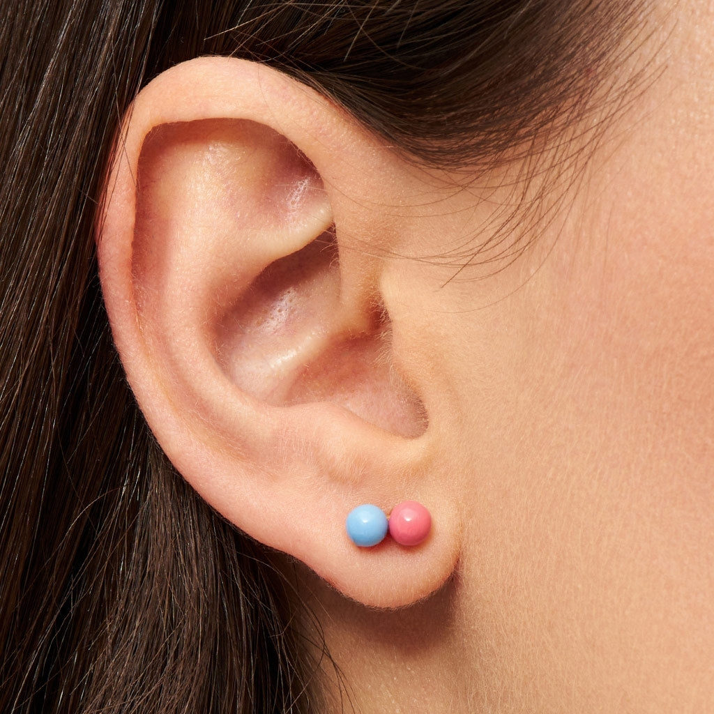 LULU Copenhagen Double Color Ball Ohrring 1 stück Ear stud, 1 pcs Light Blue - Coral Pink