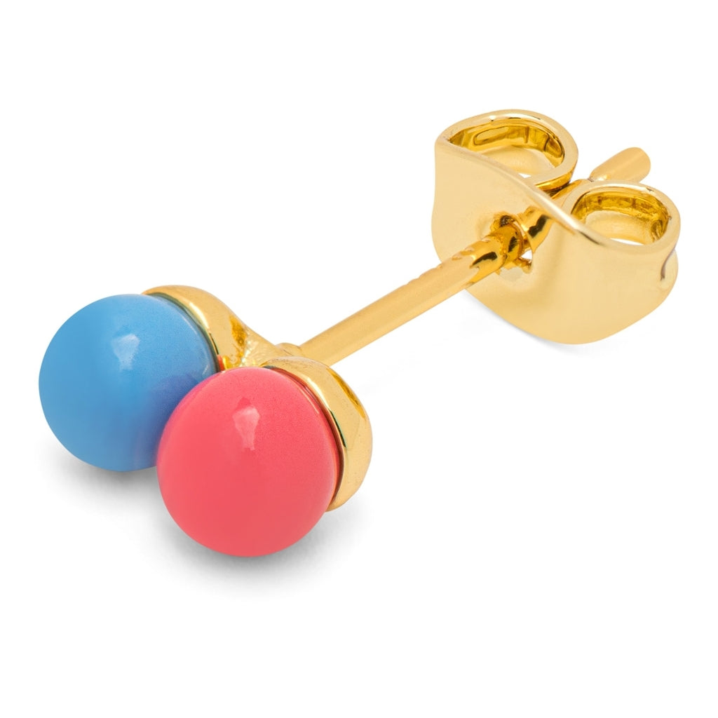 LULU Copenhagen Double Color Ball Ohrring 1 stück Ear stud, 1 pcs Light Blue - Coral Pink
