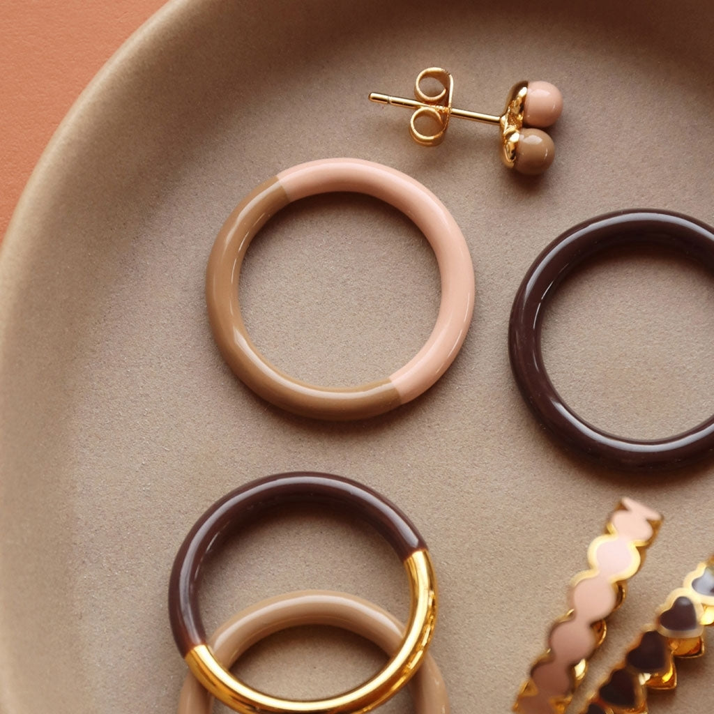 LULU Copenhagen Double Color Ring vergoldet Rings Cocoa Powder