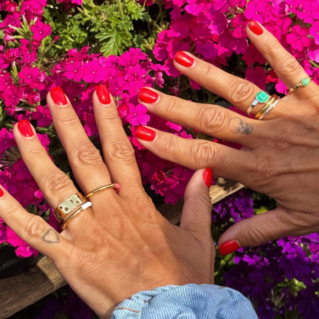 LULU Copenhagen Double Color Ring vergoldet Rings Gold/Coral Pink