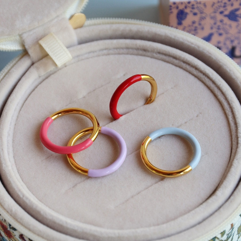 LULU Copenhagen Double Color Ring vergoldet Rings Gold/Coral Pink