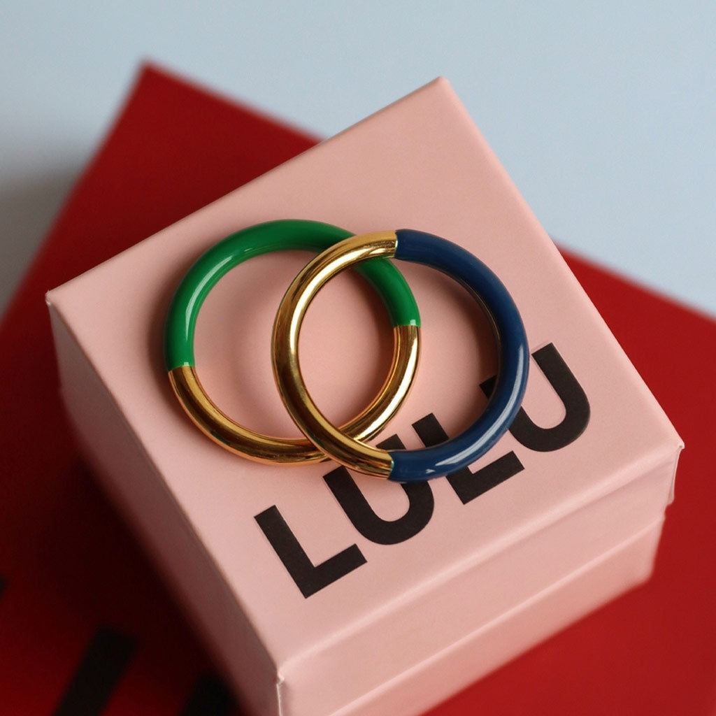 LULU Copenhagen Double Color Ring vergoldet Rings Gold/Green