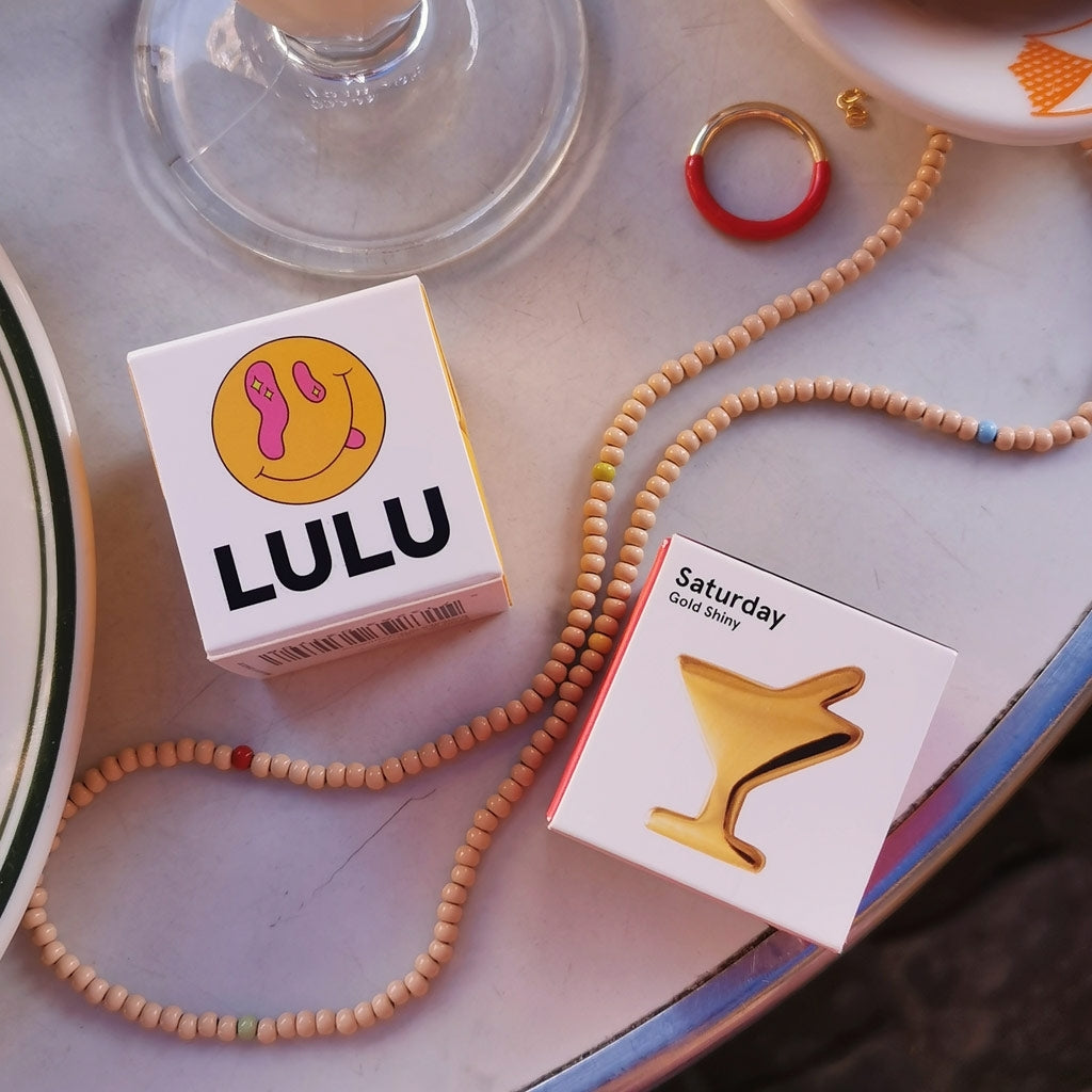 LULU Copenhagen Double Color Ring vergoldet Rings Gold/Passion Red