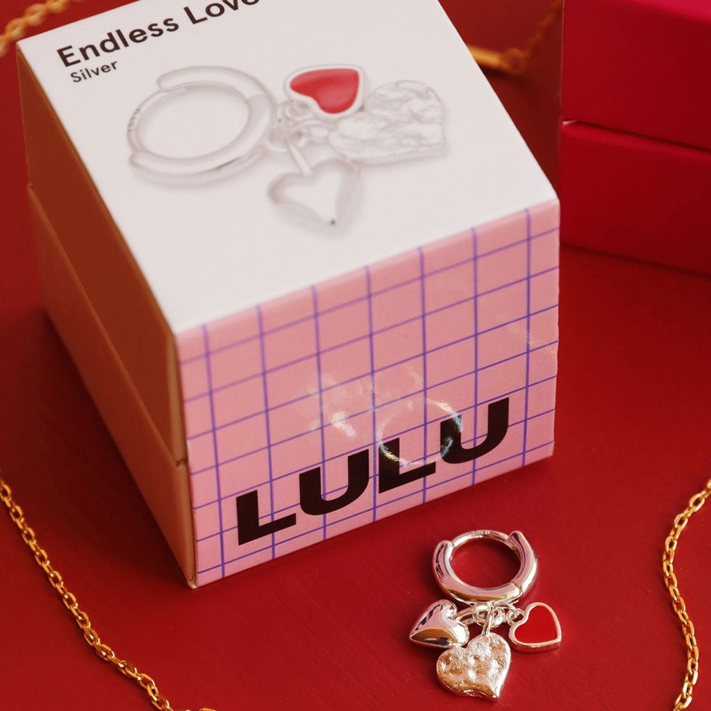 LULU Copenhagen Endless Love 1 stück - Versilbert Ear stud, 1 pcs Passion Red