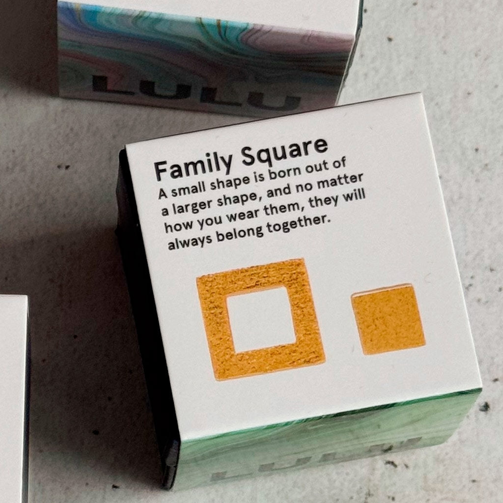 LULU Copenhagen Family Square paar gebürstet Earrings, pairs Vergoldet