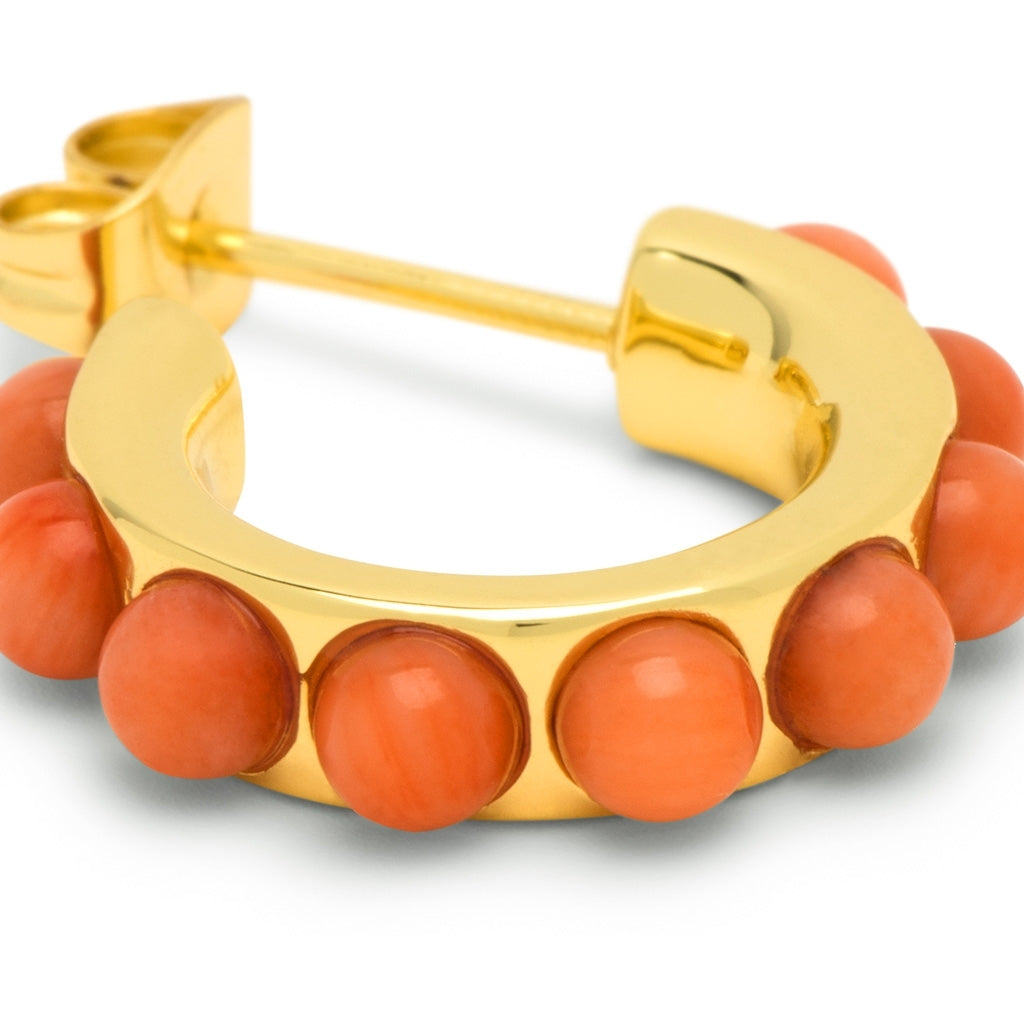 LULU Copenhagen Flower Hoops Stone Paar vergoldetes Hoops Korallenrot