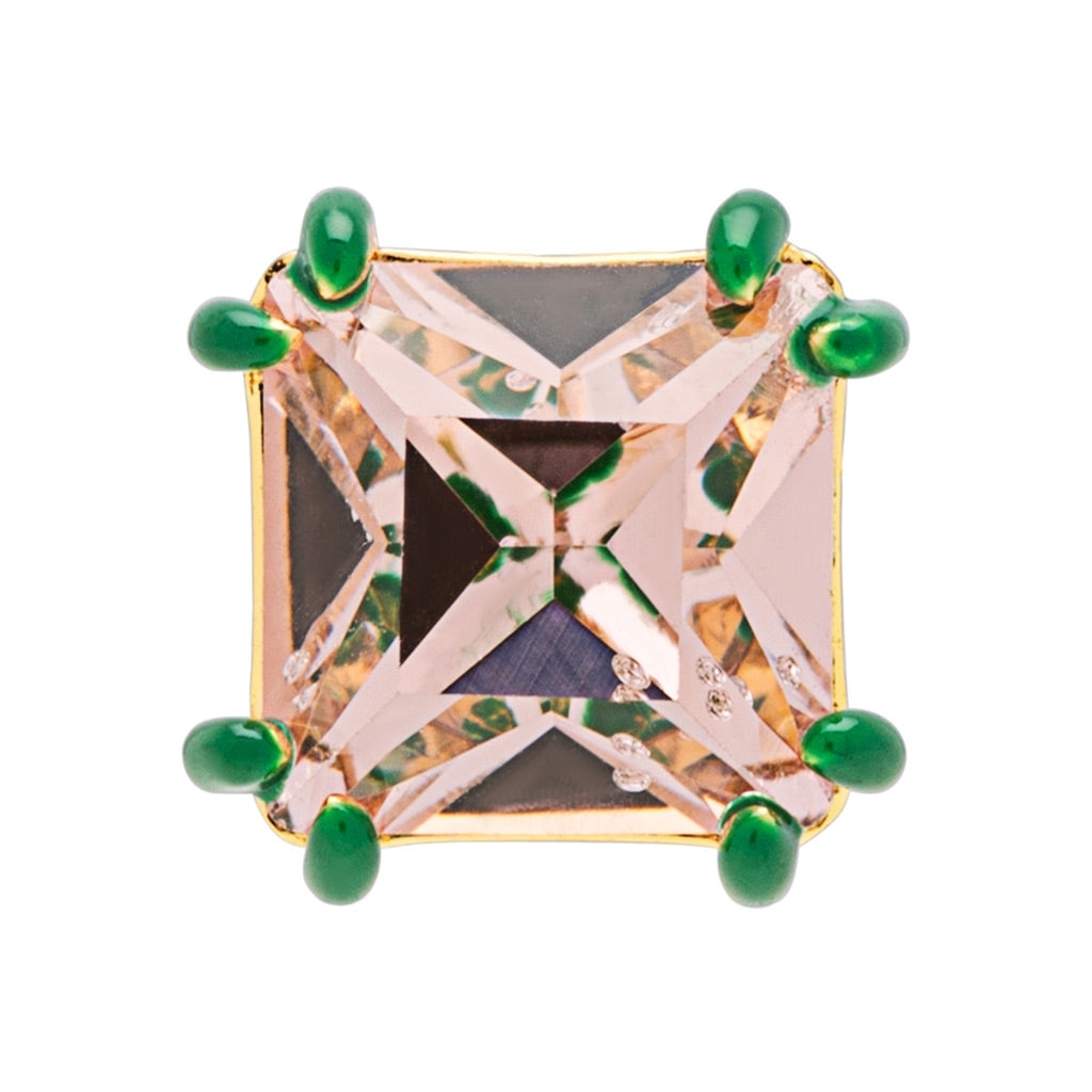 LULU Copenhagen Gala Crystal Bling Ohrring 1 stück Ear stud, 1 pcs Vintage Rose/Green