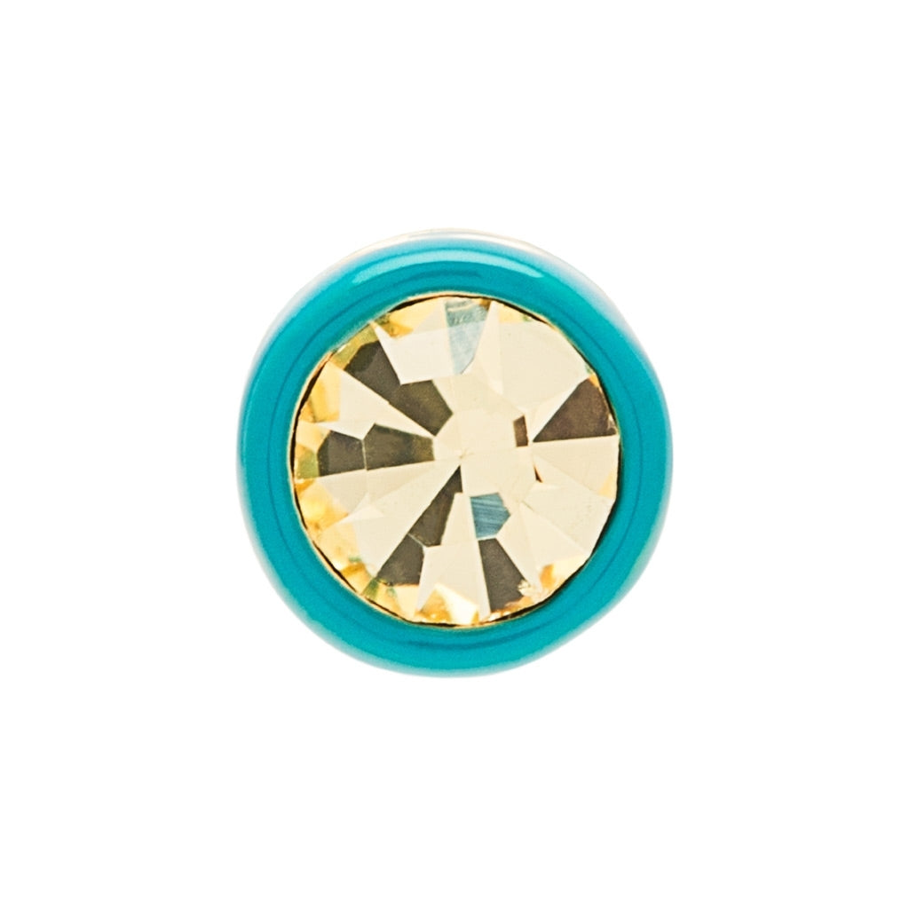 LULU Copenhagen Gala Crystal Round Ohrring 1 stück Ear stud, 1 pcs Jonquil/Retro Blue