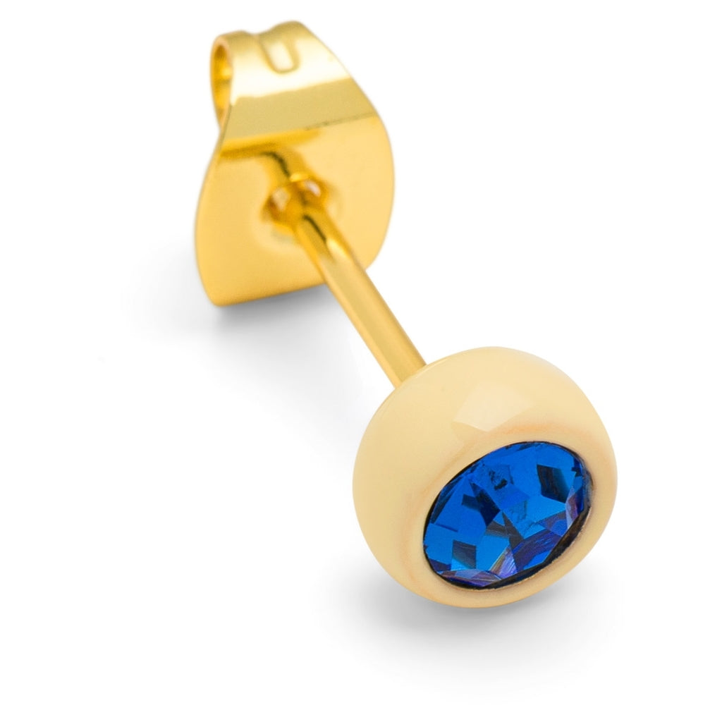 LULU Copenhagen Gala Crystal Round Ohrring 1 stück Ear stud, 1 pcs Sapphire/Soft Yellow