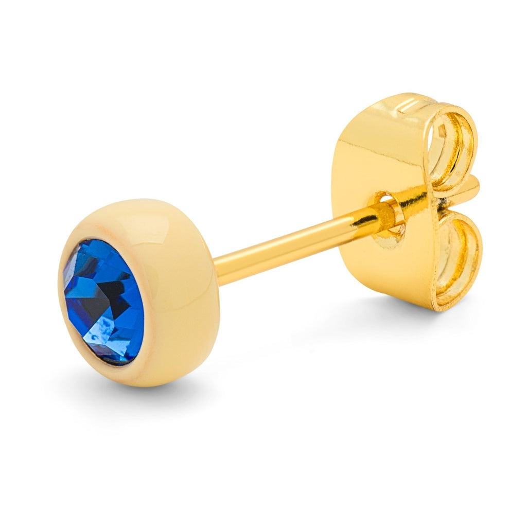 LULU Copenhagen Gala Crystal Round Ohrring 1 stück Ear stud, 1 pcs Sapphire/Soft Yellow