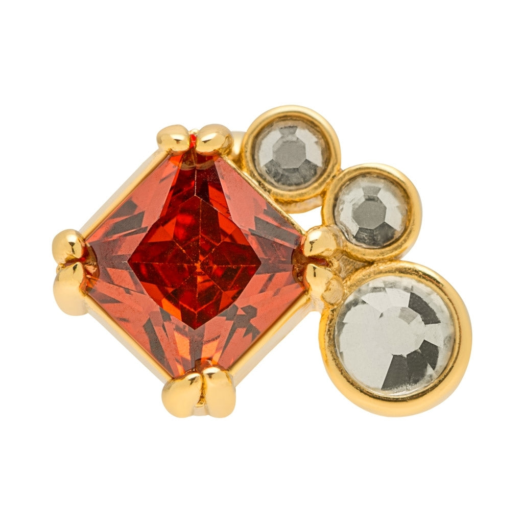 LULU Copenhagen Gala Red Bling Right Ohrring 1 stück Ear stud, 1 pcs Vergoldet