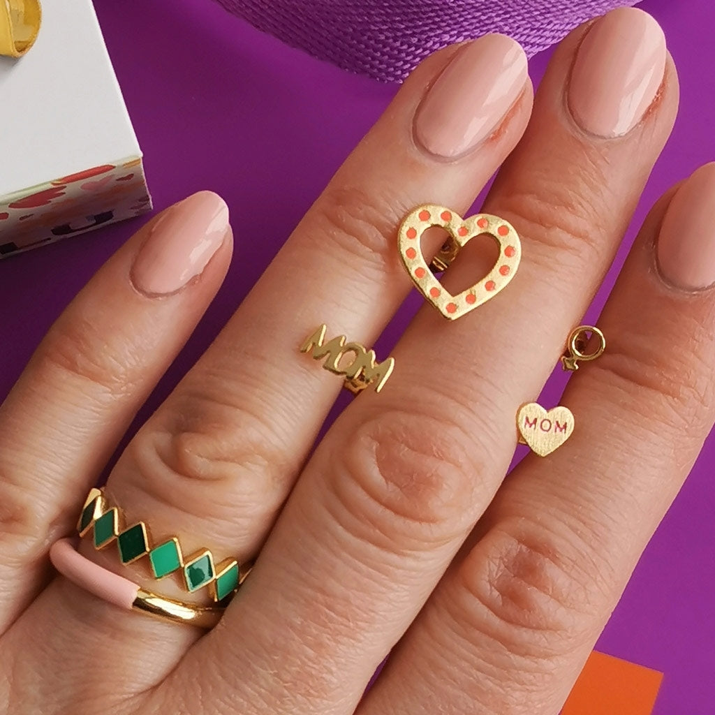 LULU Copenhagen Heart Mom Ohrring 1 stück vergoldet Ear stud, 1 pcs Pink