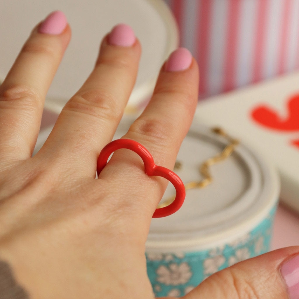 LULU Copenhagen Heart Ring emaille Rings Lippenstift Rot