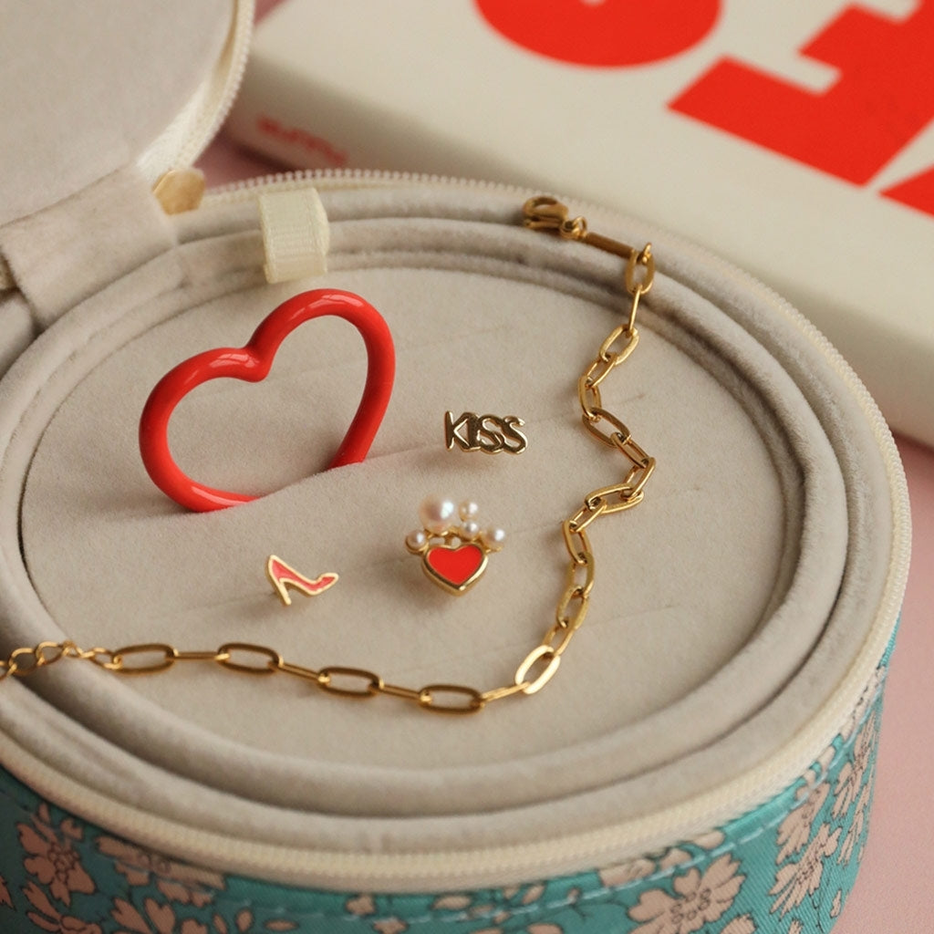 LULU Copenhagen Heart Ring emaille Rings Lippenstift Rot