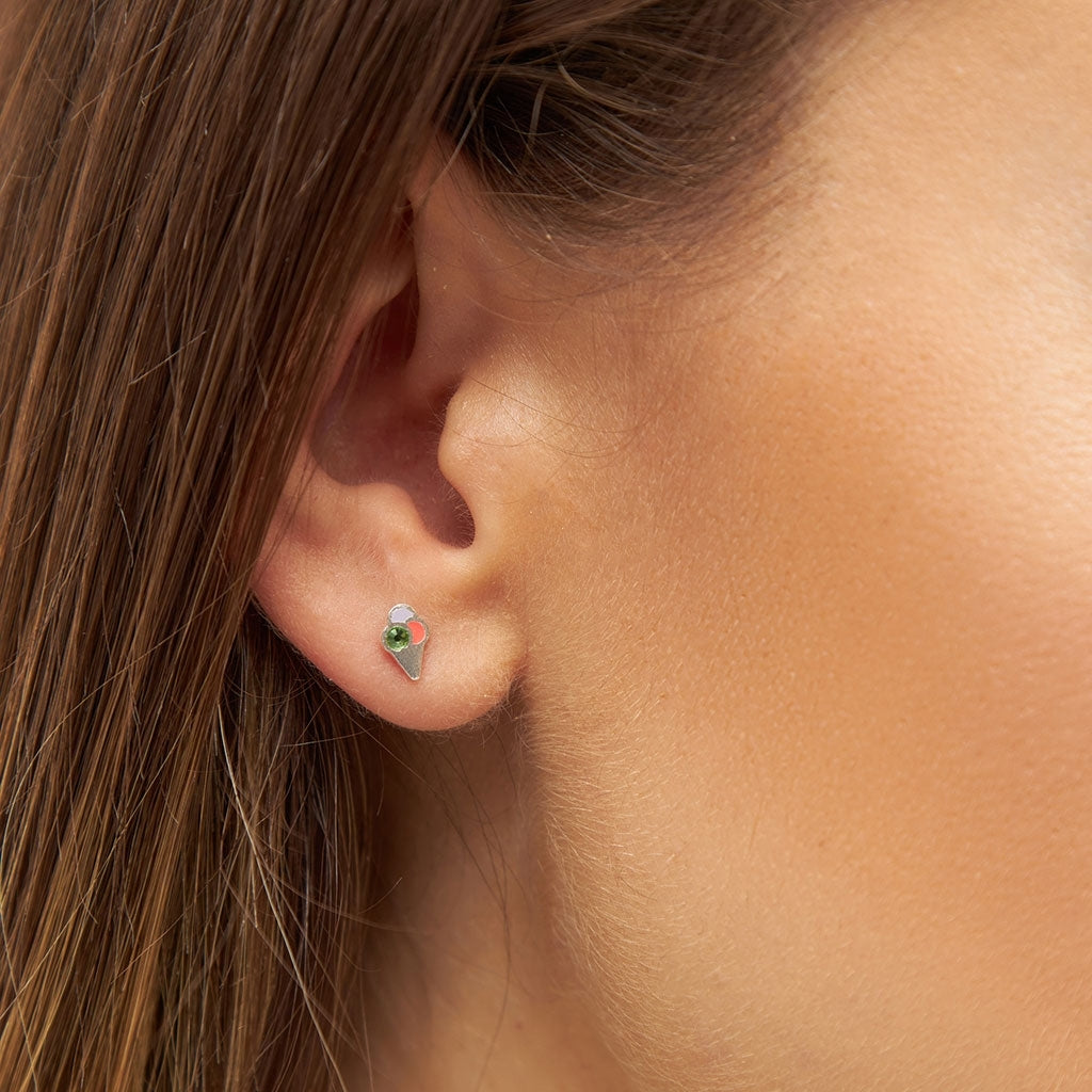 LULU Copenhagen Ice Cone Crystal Ohrring 1 stück Ear stud, 1 pcs Silver Plated