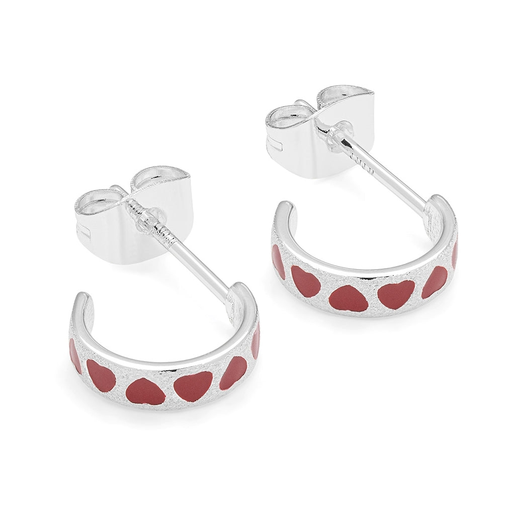 LULU Copenhagen Love Repeat hoops paar - Versilbert Hoops Passion Red