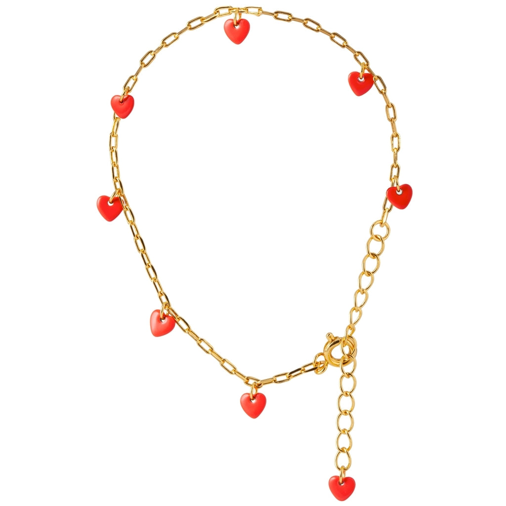 LULU Copenhagen Love U Armband vergoldet Bracelets Lippenstift Rot