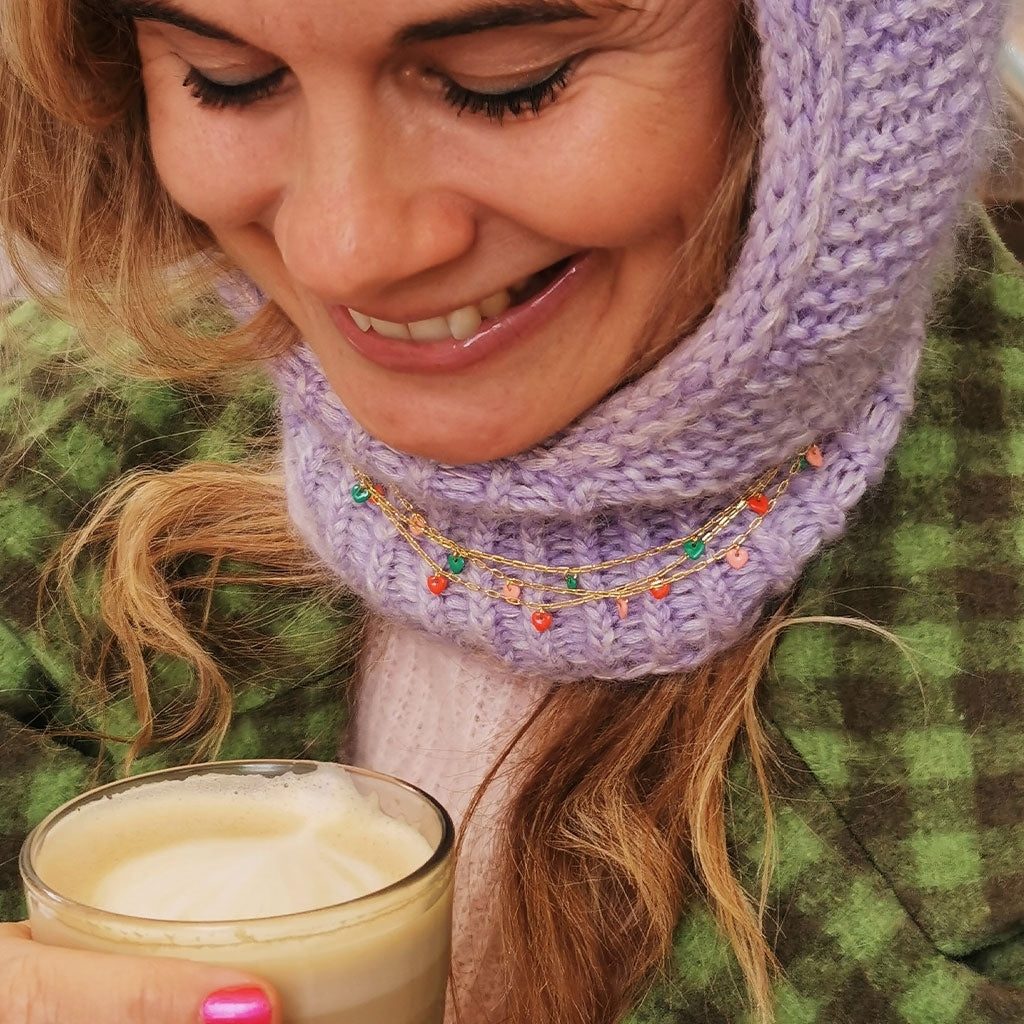 LULU Copenhagen Love U Halskette vergoldet Necklaces Lippenstift Rot