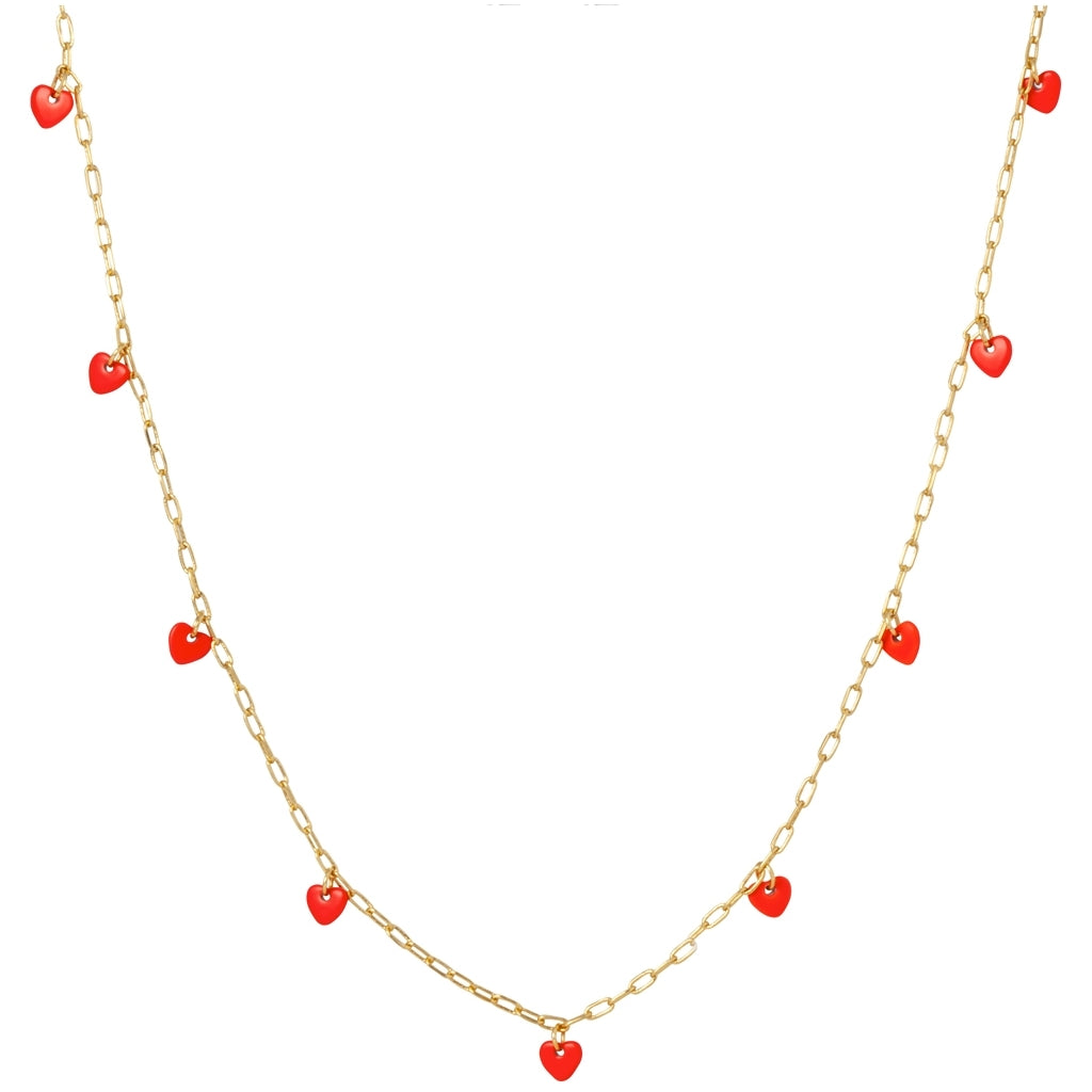 LULU Copenhagen Love U Halskette vergoldet Necklaces Lippenstift Rot