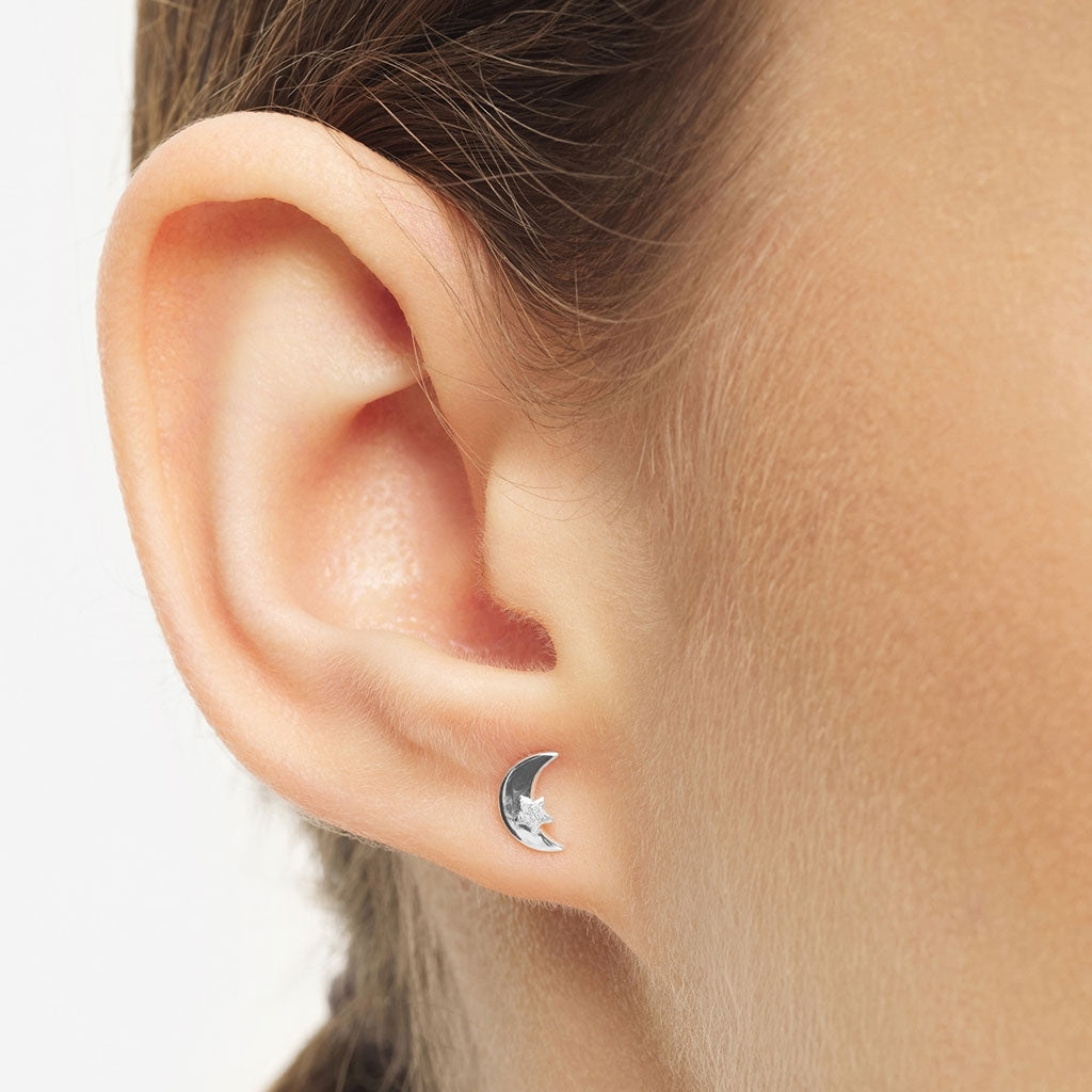 LULU Copenhagen Moon & Star Ohrring 1 stück Ear stud, 1 pcs Silber