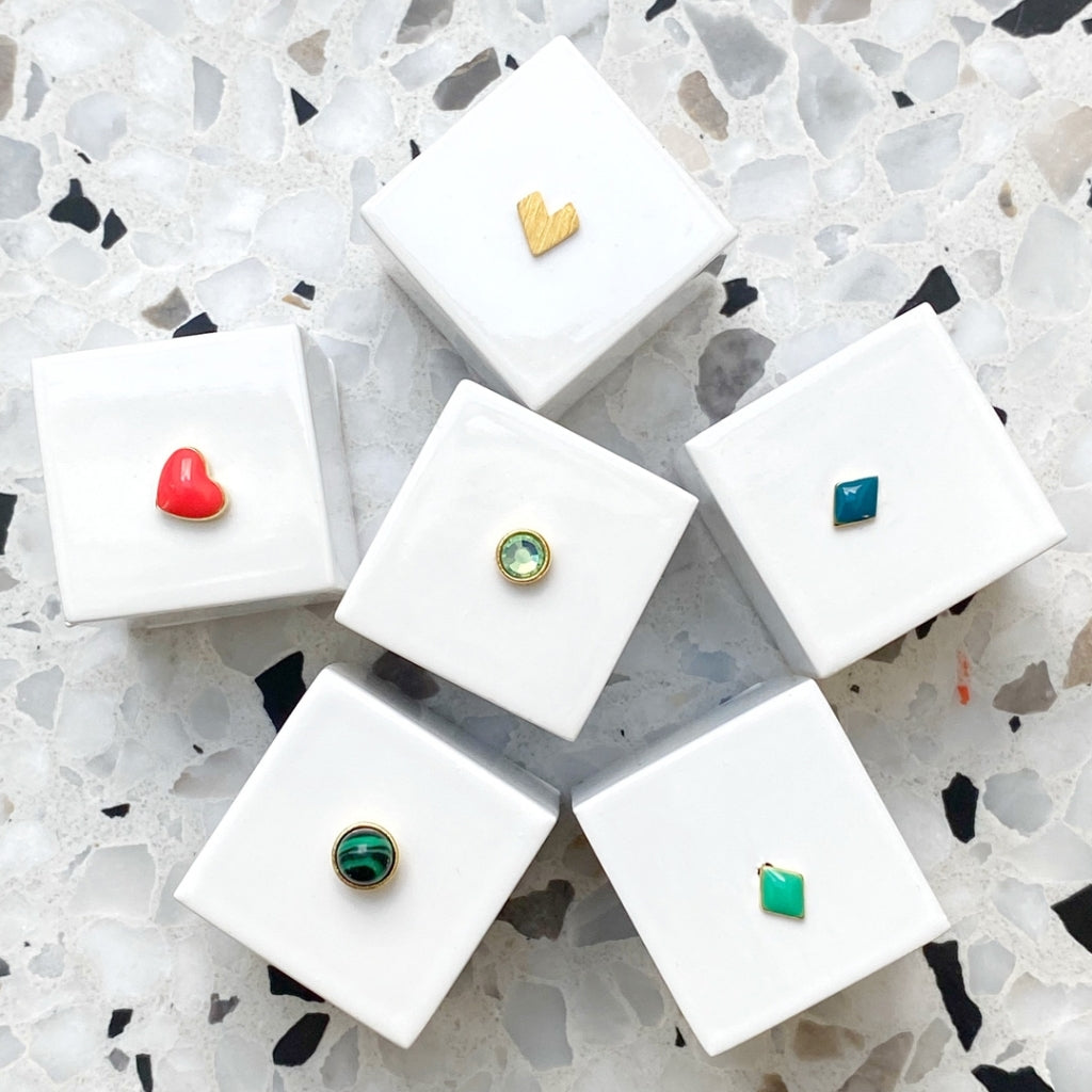 LULU Copenhagen Natural Stone Ohrring 1 stück Ear stud, 1 pcs Grün