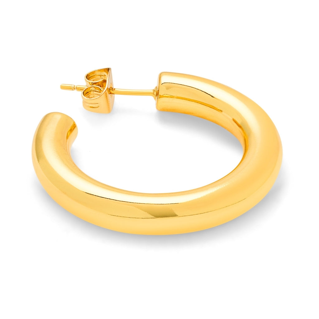 LULU Copenhagen Non Hoops Chunky Medium paar glänzend Hoops Vergoldet